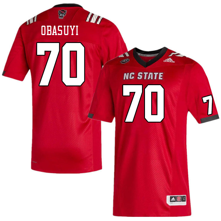Men #70 Obadiah Obasuyi North Carolina State Wolfpacks College Football Jerseys Stitched-Red